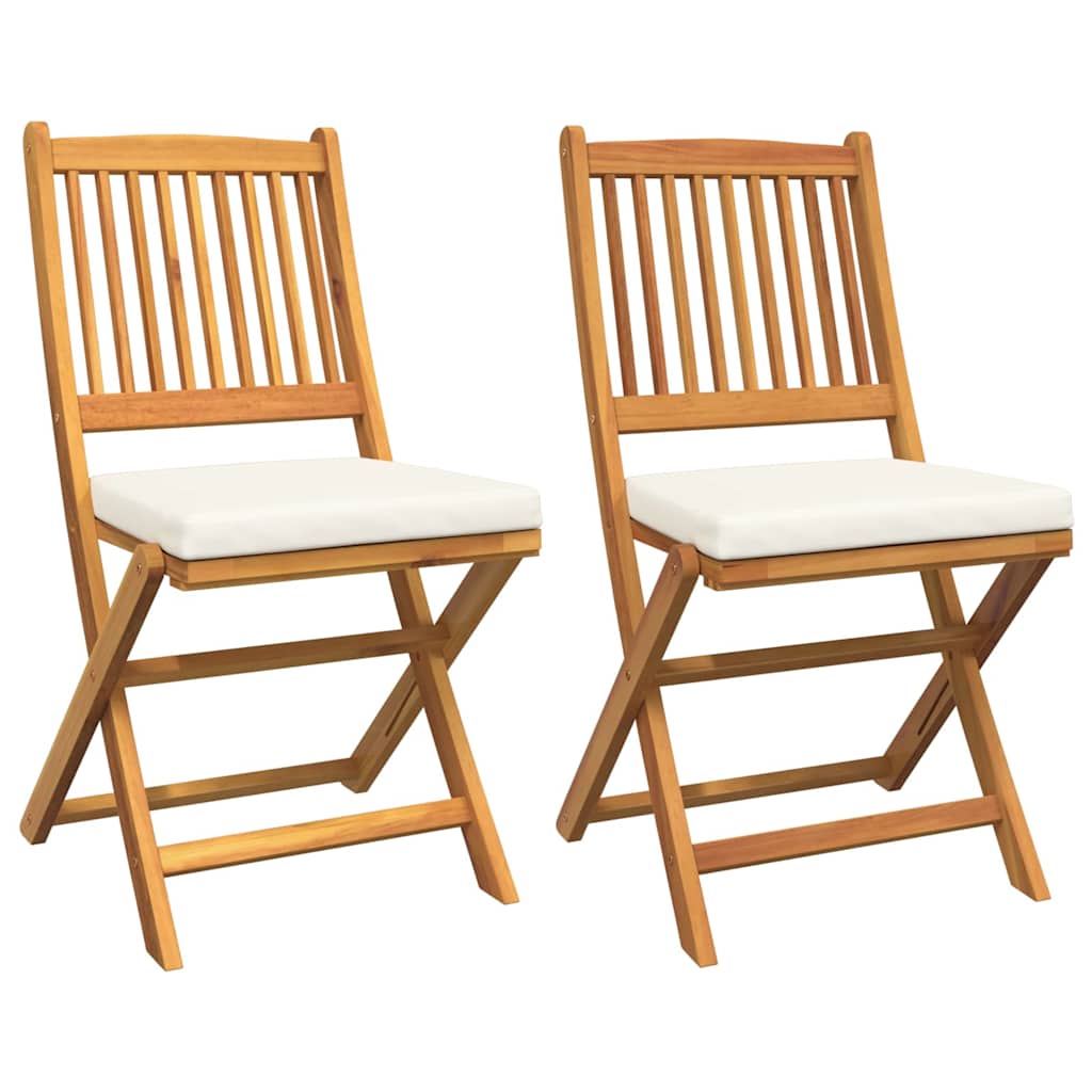 Opvouwbare stoel met kussen 2 pcs Bruin Massief acaciahout is nu te koop bij PeponiXL, paradijselijk wonen!