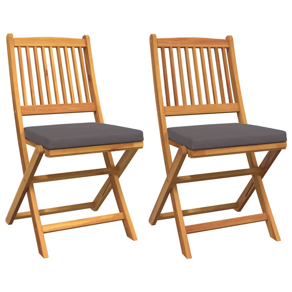 Opvouwbare stoel met kussen 2 pcs Bruin Massief acaciahout is nu te koop bij PeponiXL, paradijselijk wonen!