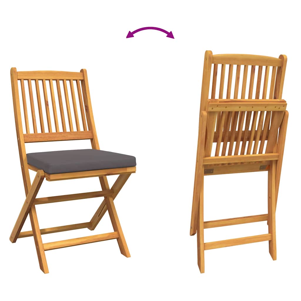 Opvouwbare stoel met kussen 2 pcs Bruin Massief acaciahout is nu te koop bij PeponiXL, paradijselijk wonen!