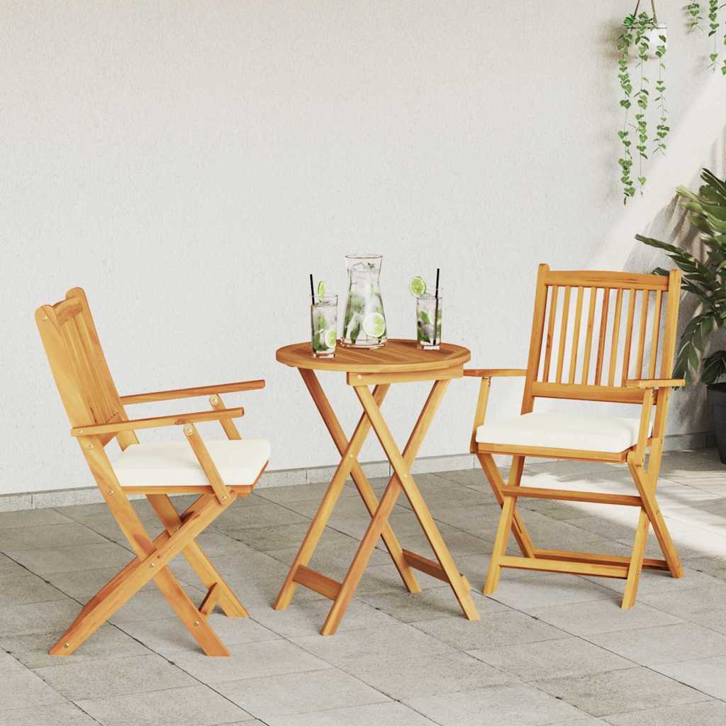 Opvouwbare stoel met kussen 2 pcs Bruin Massief acaciahout is nu te koop bij PeponiXL, paradijselijk wonen!