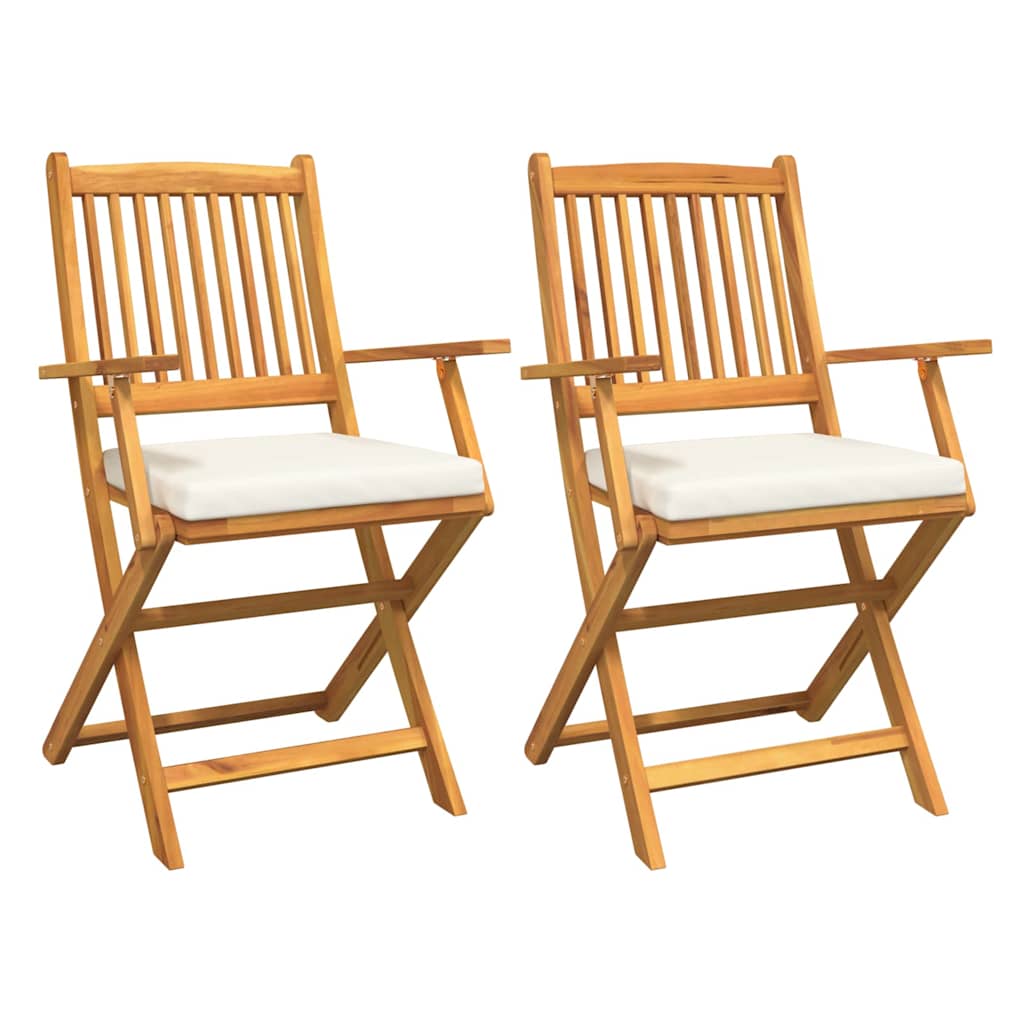 Opvouwbare stoel met kussen 2 pcs Bruin Massief acaciahout is nu te koop bij PeponiXL, paradijselijk wonen!
