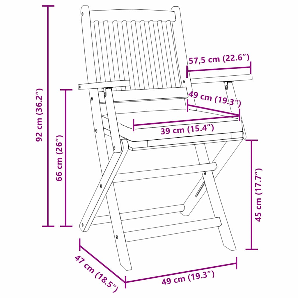 Opvouwbare stoel met kussen 2 pcs Bruin Massief acaciahout is nu te koop bij PeponiXL, paradijselijk wonen!
