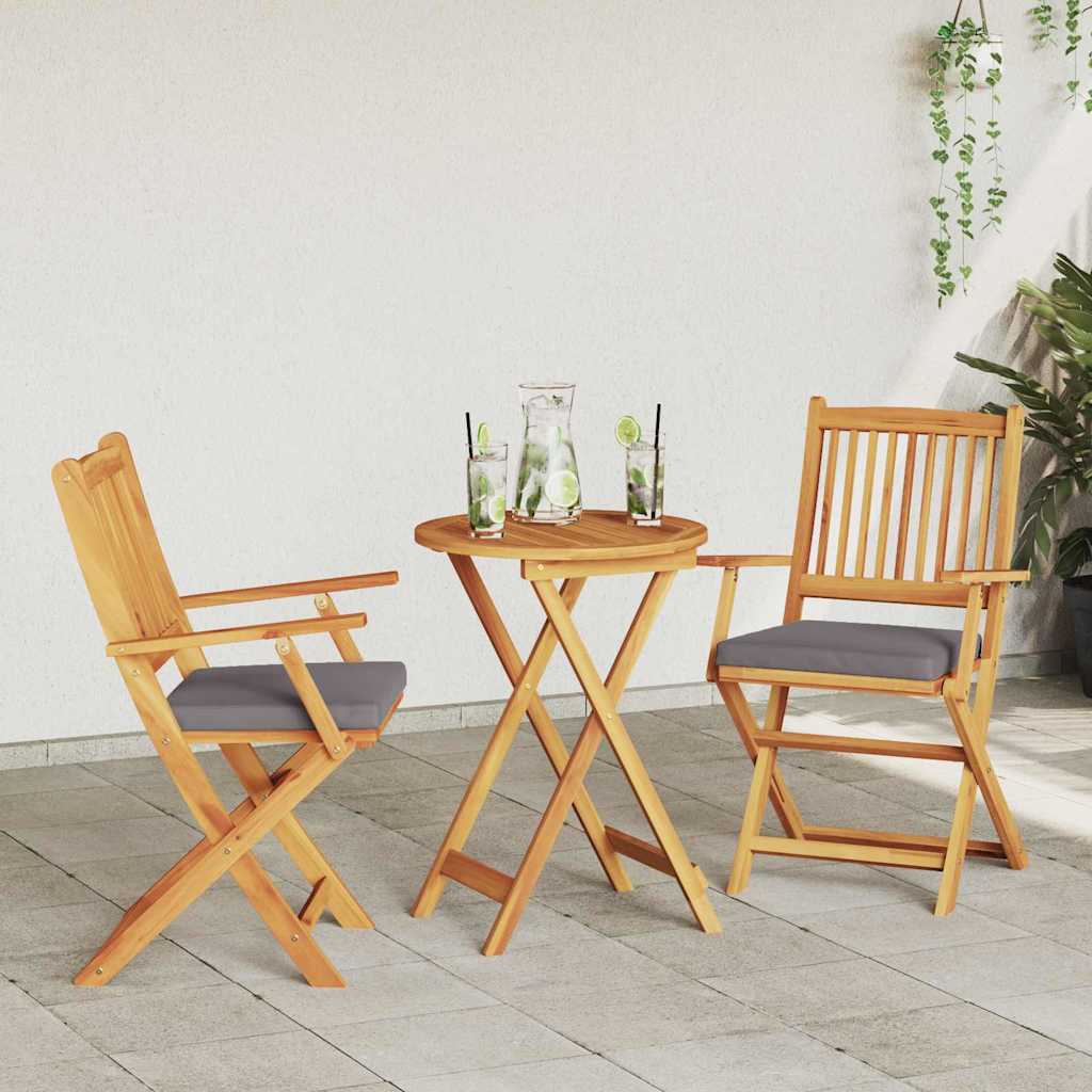 Opvouwbare stoel met kussen 2 pcs Bruin Massief acaciahout is nu te koop bij PeponiXL, paradijselijk wonen!
