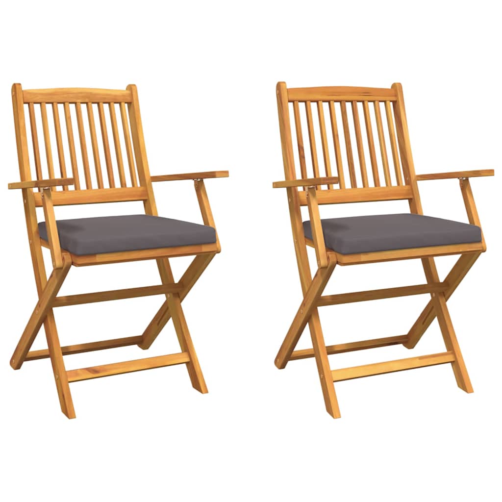 Opvouwbare stoel met kussen 2 pcs Bruin Massief acaciahout is nu te koop bij PeponiXL, paradijselijk wonen!