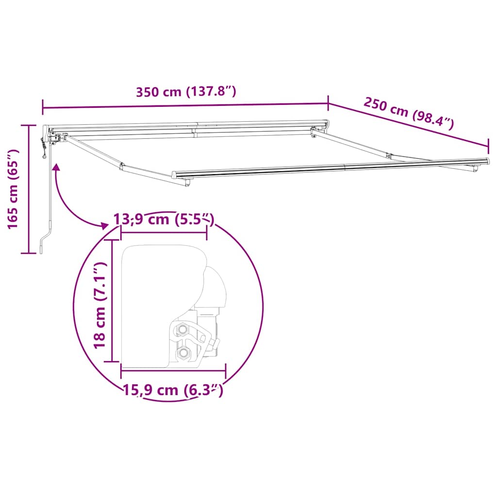 Zijde Frame Verstelbaar Antraciet 3,5 x 2,5 m Staal is nu te koop bij PeponiXL, paradijselijk wonen!