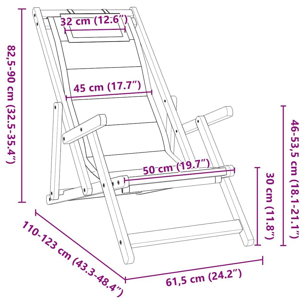 Strandstoel met kussen 2 pcs Bruin Massief Acaciahout is nu te koop bij PeponiXL, paradijselijk wonen!