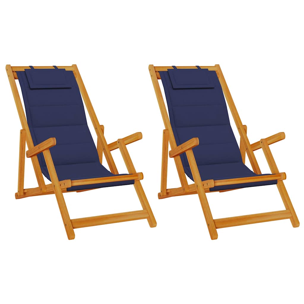 Strandstoel met kussen 2 pcs Bruin Massief Acaciahout is nu te koop bij PeponiXL, paradijselijk wonen!