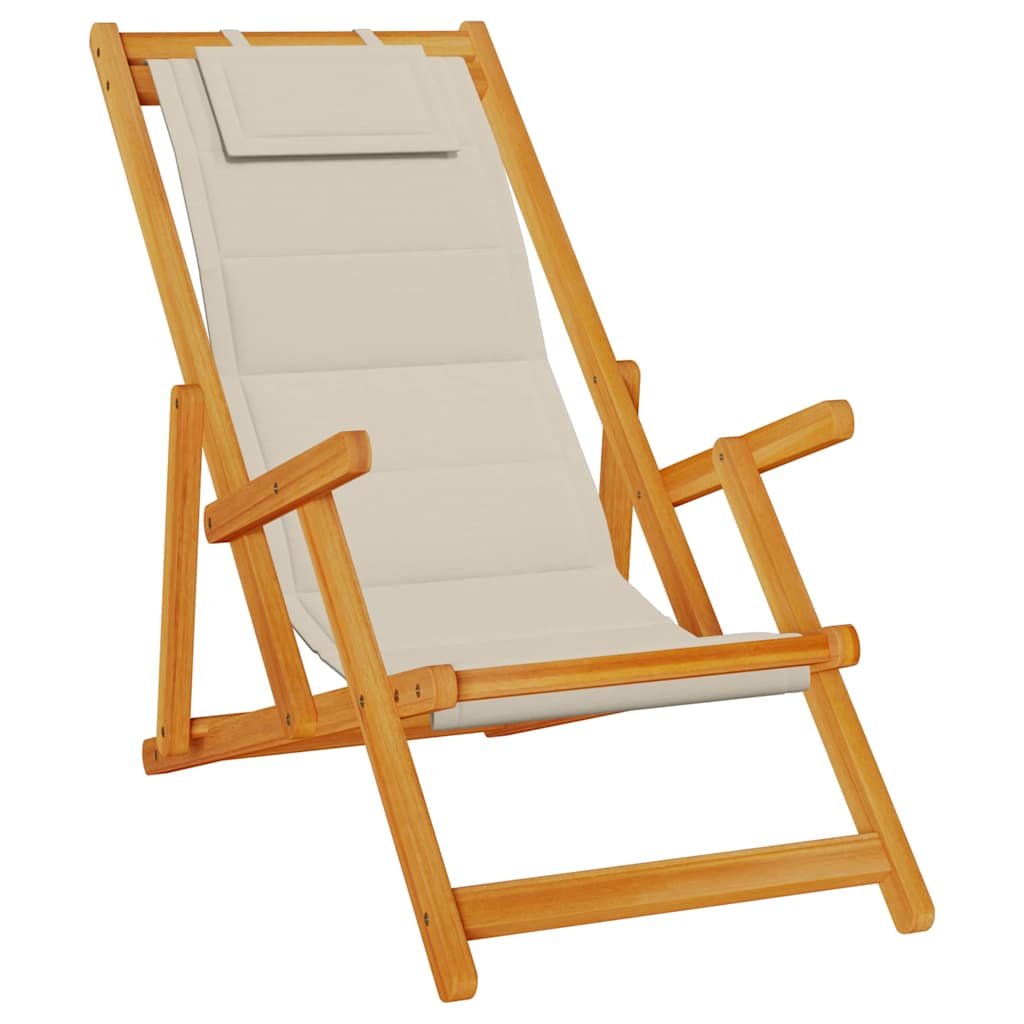 Strandstoel met kussen 2 pcs Bruin Massief Acaciahout is nu te koop bij PeponiXL, paradijselijk wonen!