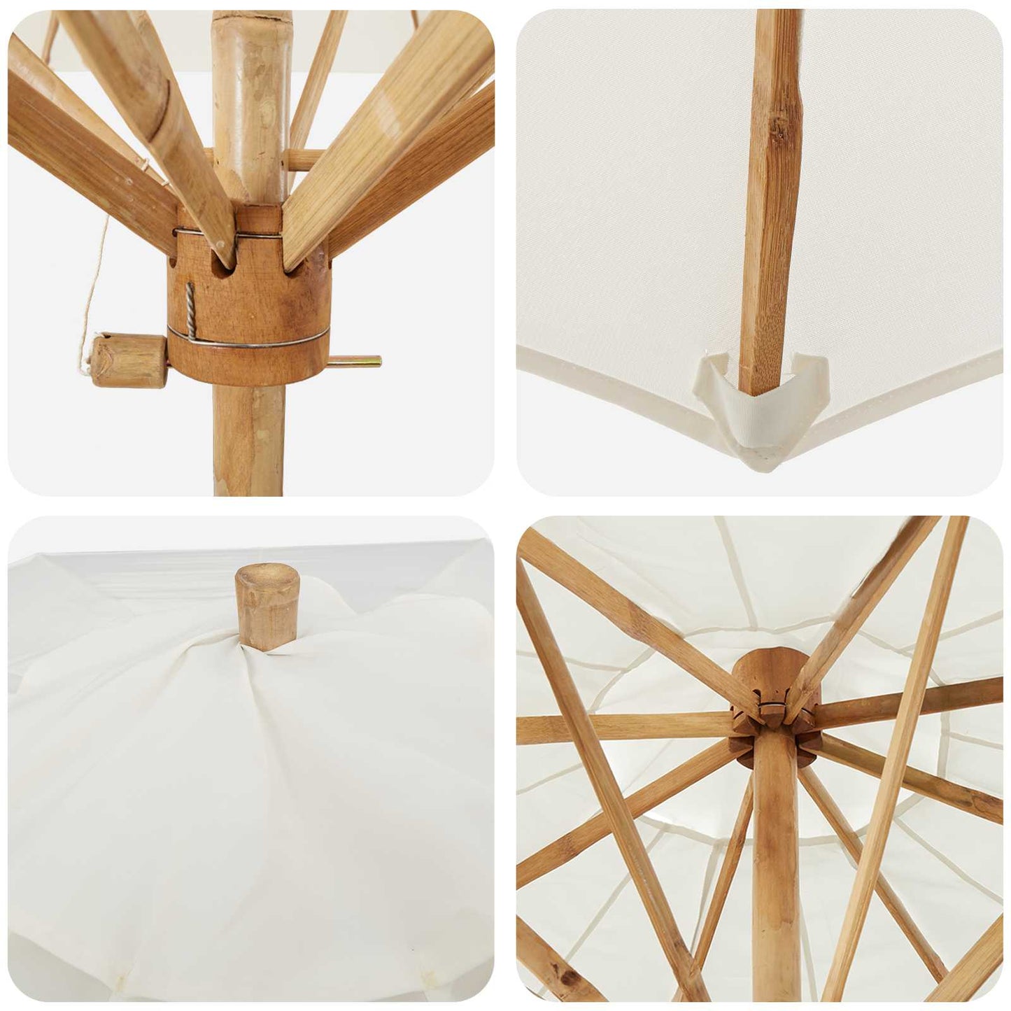 Tuinparasol Crème Wit Ø 180 x 230 cm Bamboe is nu te koop bij PeponiXL, paradijselijk wonen!