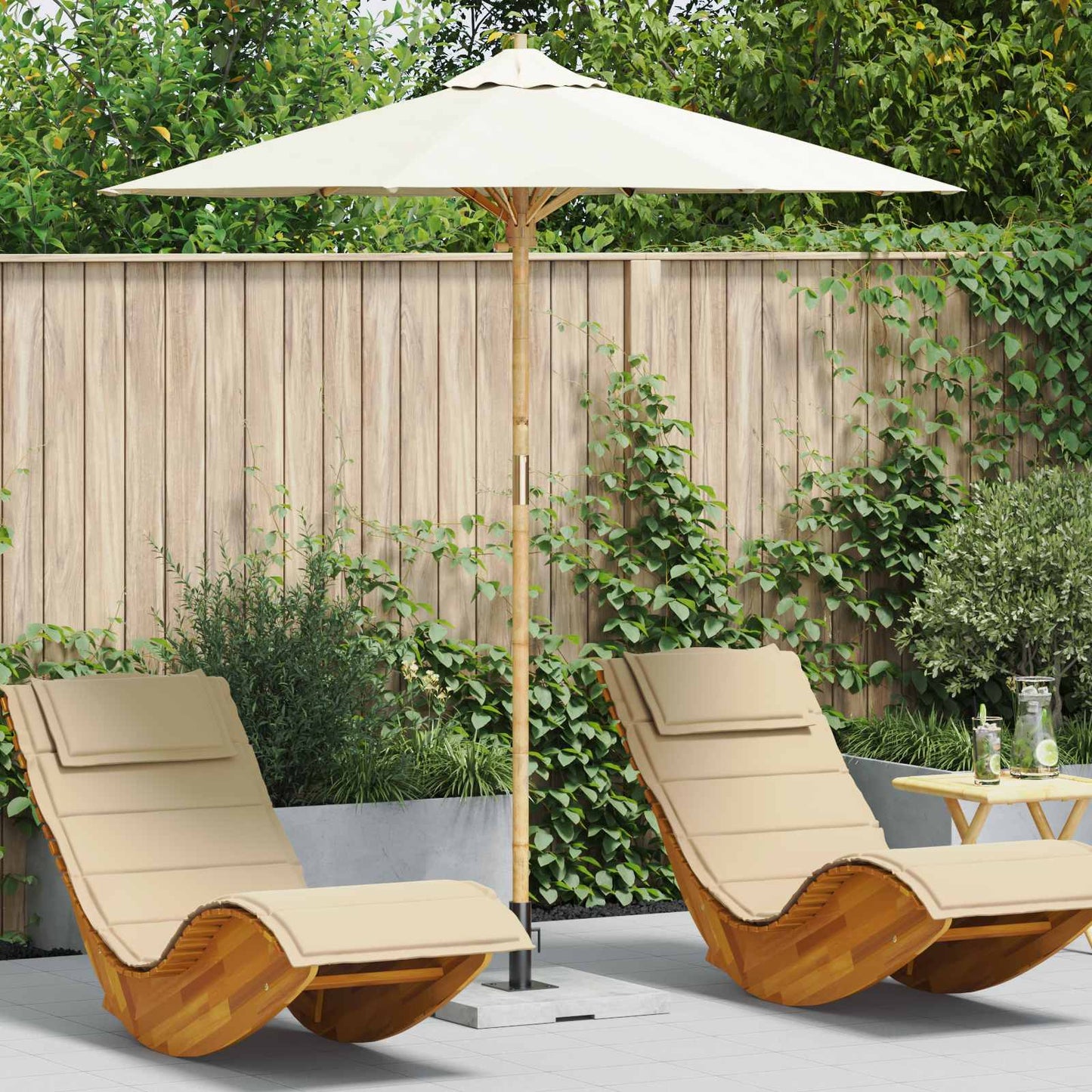 Tuinparasol Crème Wit Ø 217 x 230 cm Bamboe is nu te koop bij PeponiXL, paradijselijk wonen!
