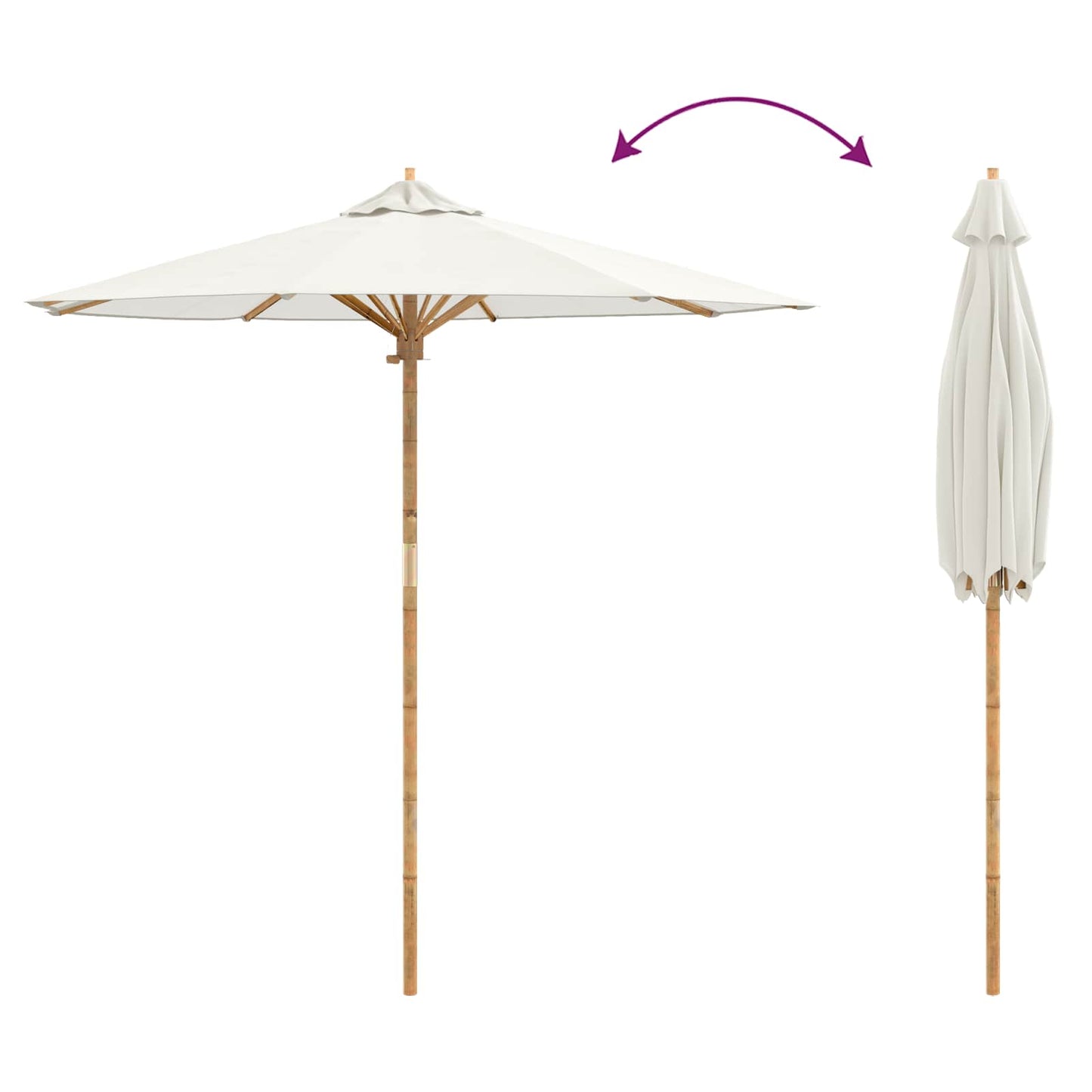 Tuinparasol Crème Wit Ø 217 x 230 cm Bamboe is nu te koop bij PeponiXL, paradijselijk wonen!