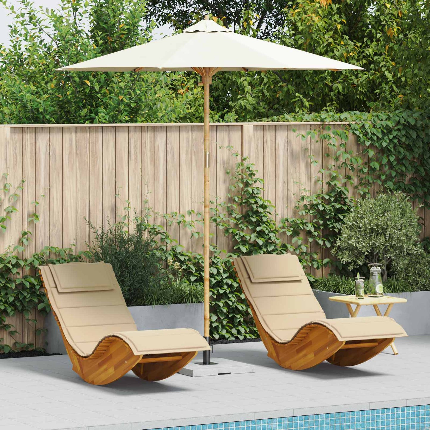 Tuinparasol Crème Wit Ø 240 x 260 cm Bamboe is nu te koop bij PeponiXL, paradijselijk wonen!
