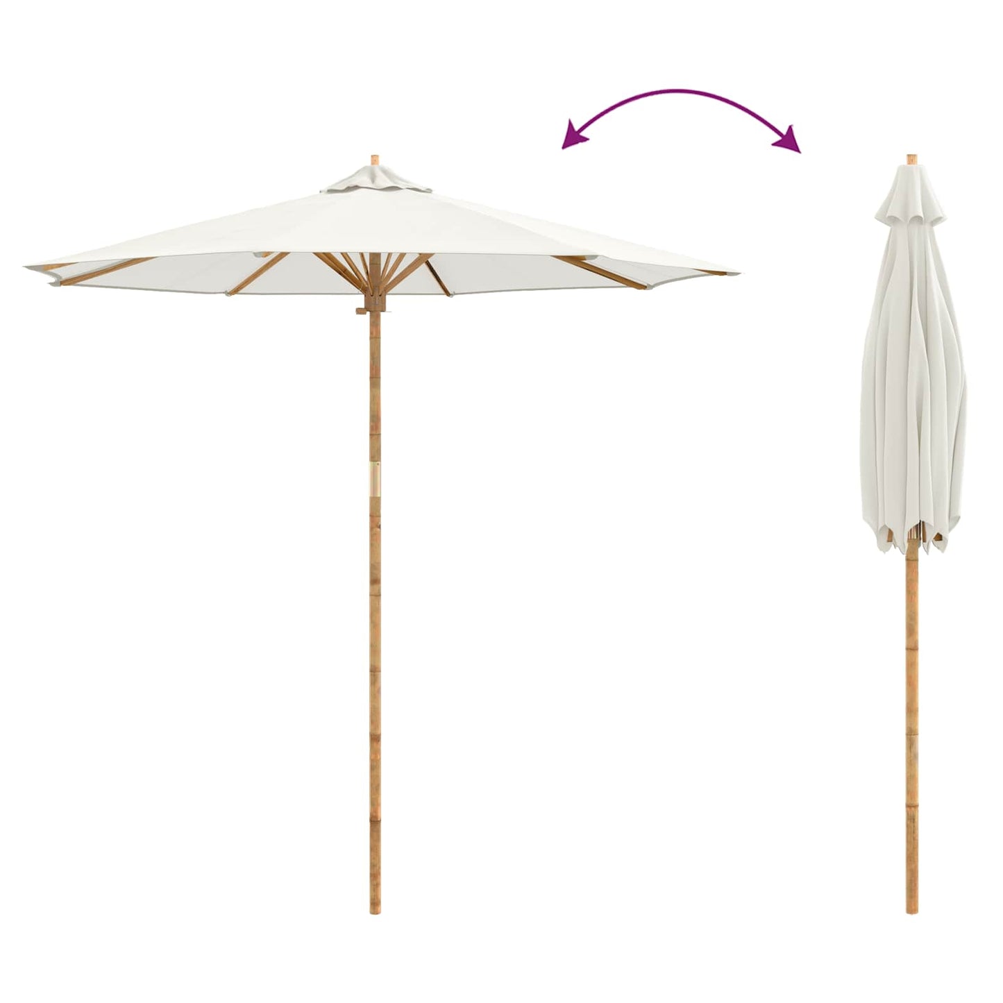 Tuinparasol Crème Wit Ø 240 x 260 cm Bamboe is nu te koop bij PeponiXL, paradijselijk wonen!