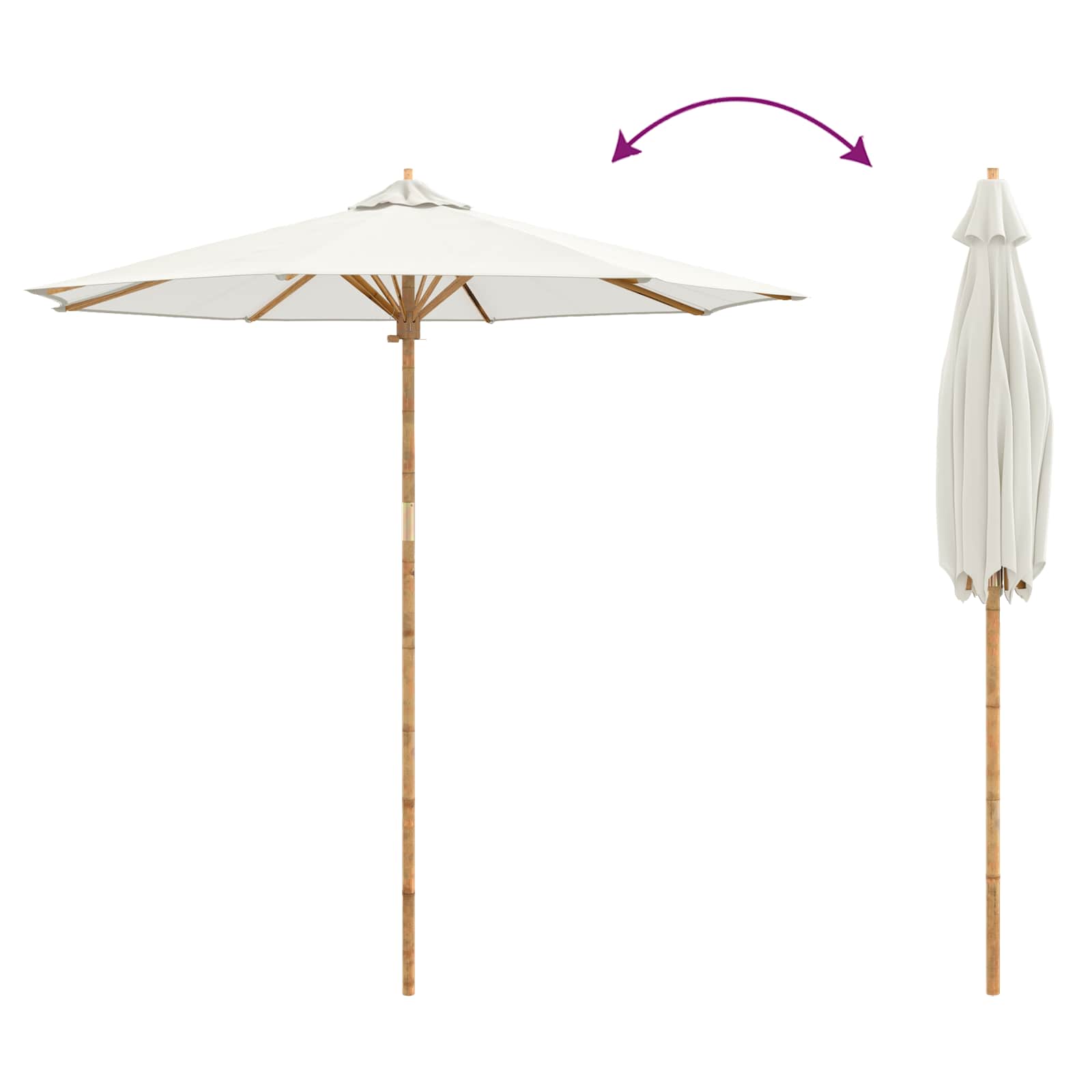 Tuinparasol Crème Wit Ø 240 x 260 cm Bamboe is nu te koop bij PeponiXL, paradijselijk wonen!
