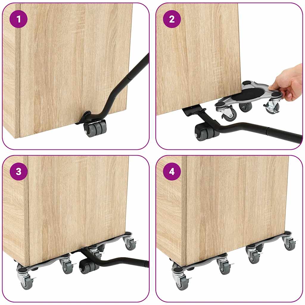 Meubelrollers 4 st met lifter 19x17,5x6 cm staal 1000 kg is nu te koop bij PeponiXL, paradijselijk wonen!