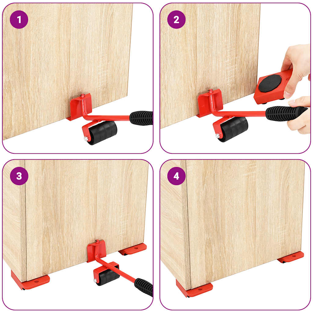 Meubelrollers 8 stuks met lifters 9,8x7,5x3 cm 150 kg rood is nu te koop bij PeponiXL, paradijselijk wonen!