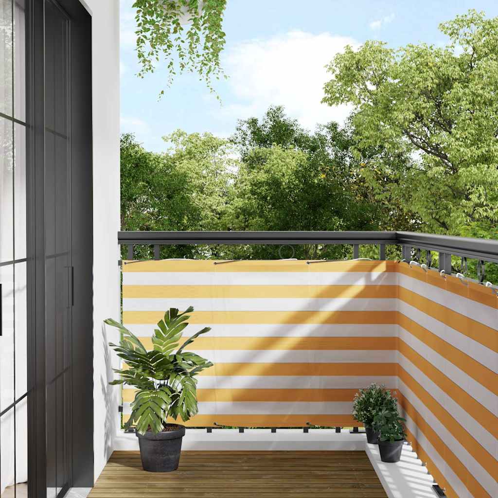 Balkonscherm Geel en Wit Gestreept 90x1000 cm is nu te koop bij PeponiXL, paradijselijk wonen!