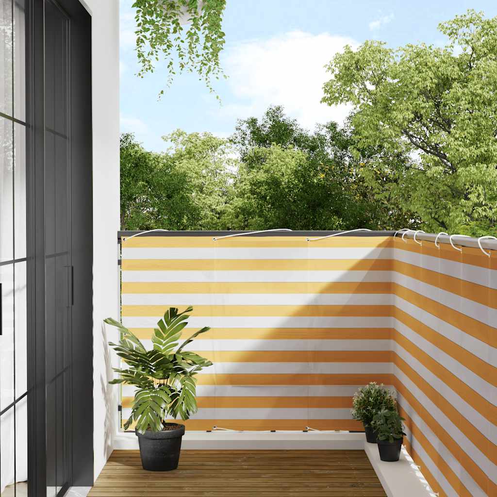 Balkonscherm Geel en Wit Gestreept 120x1000 cm is nu te koop bij PeponiXL, paradijselijk wonen!