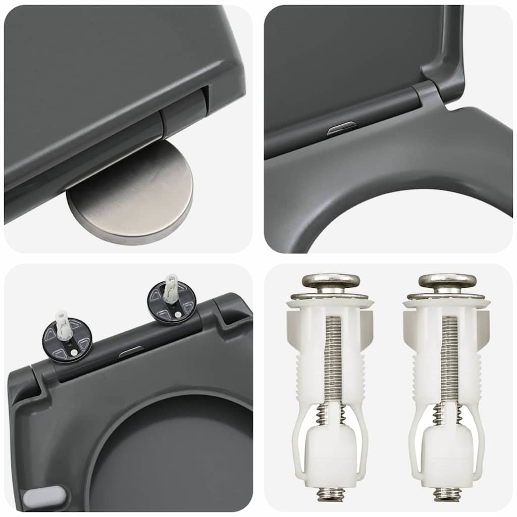 Snelle Ontgrendel Toiletzitting Antraciet 44.8 x 37.3 x 4.2 cm is nu te koop bij PeponiXL, paradijselijk wonen!