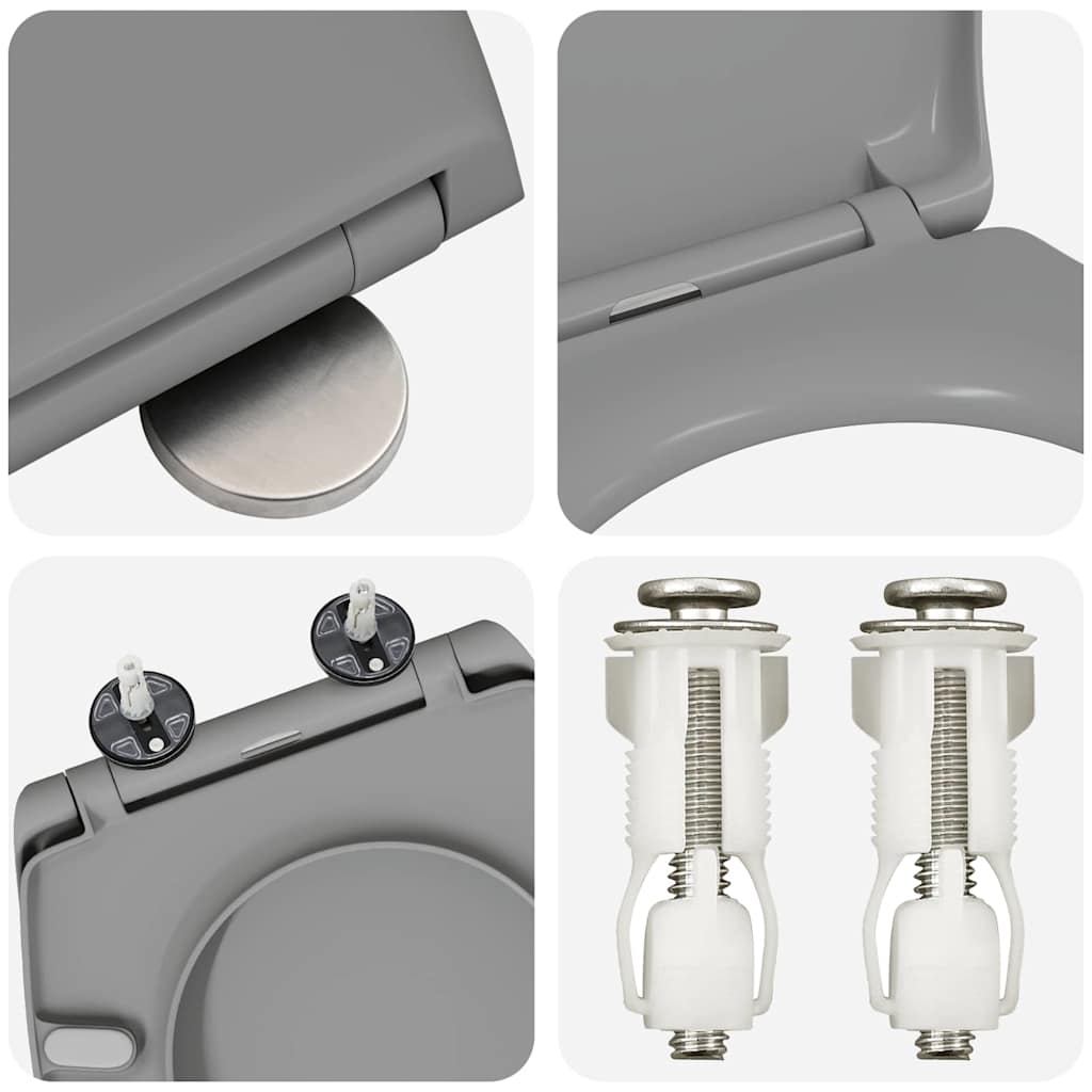 Toiletzitting Grijs 47 x 37 x 4 cm Duroplast is nu te koop bij PeponiXL, paradijselijk wonen!