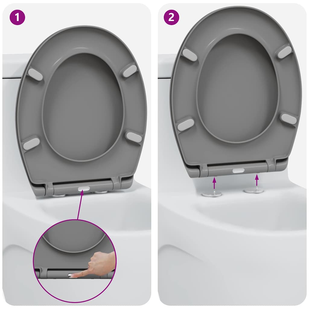 Toiletzitting Grijs 47 x 37 x 4 cm Duroplast is nu te koop bij PeponiXL, paradijselijk wonen!