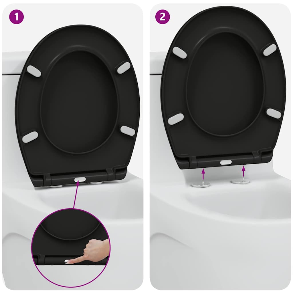 Toiletzitting Zwart 47 x 37 x 4 cm Duroplast is nu te koop bij PeponiXL, paradijselijk wonen!