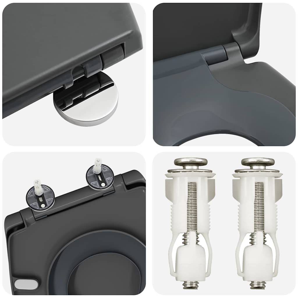 Snelle Ontgrendel Toiletzitting Antraciet 44.5 x 37.3 x 4.3 cm is nu te koop bij PeponiXL, paradijselijk wonen!