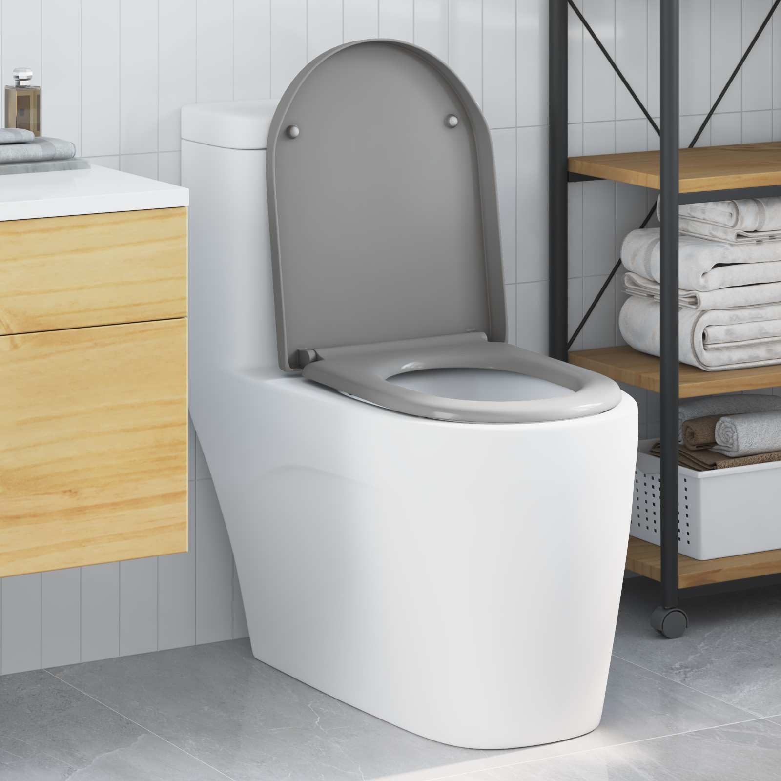 Toiletzitting Grijs 49 x 36 x 4 cm Duroplast is nu te koop bij PeponiXL, paradijselijk wonen!
