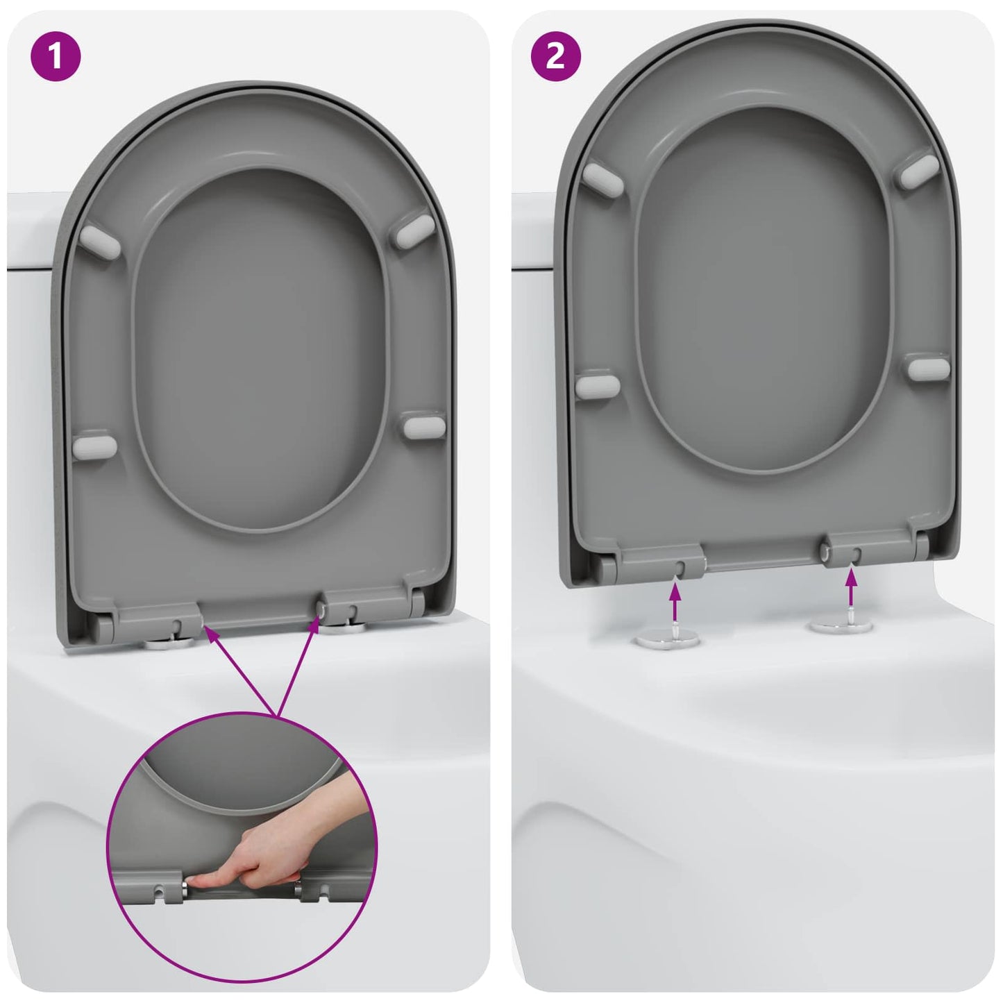 Toiletzitting Grijs 49 x 36 x 4 cm Duroplast is nu te koop bij PeponiXL, paradijselijk wonen!
