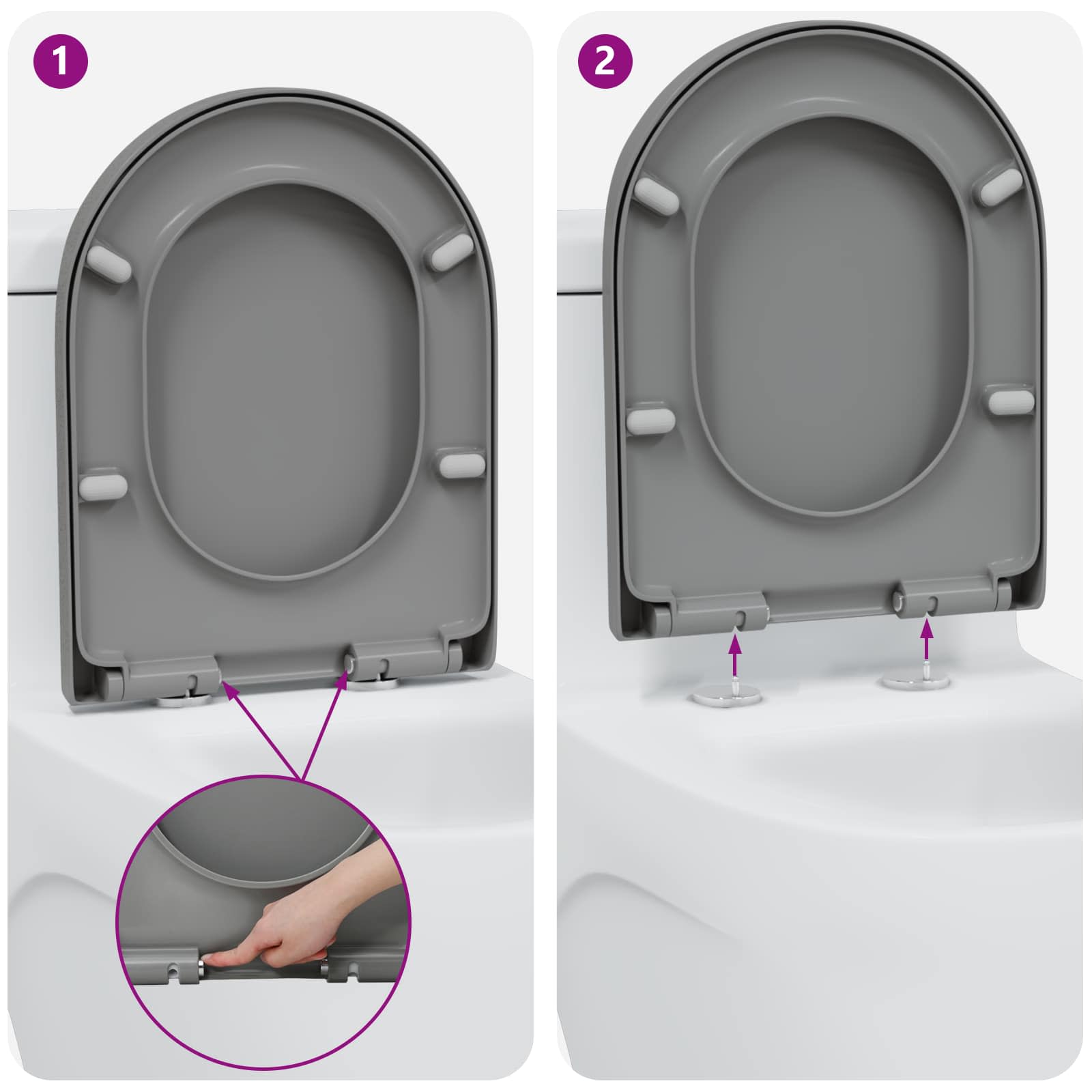 Toiletzitting Grijs 49 x 36 x 4 cm Duroplast is nu te koop bij PeponiXL, paradijselijk wonen!