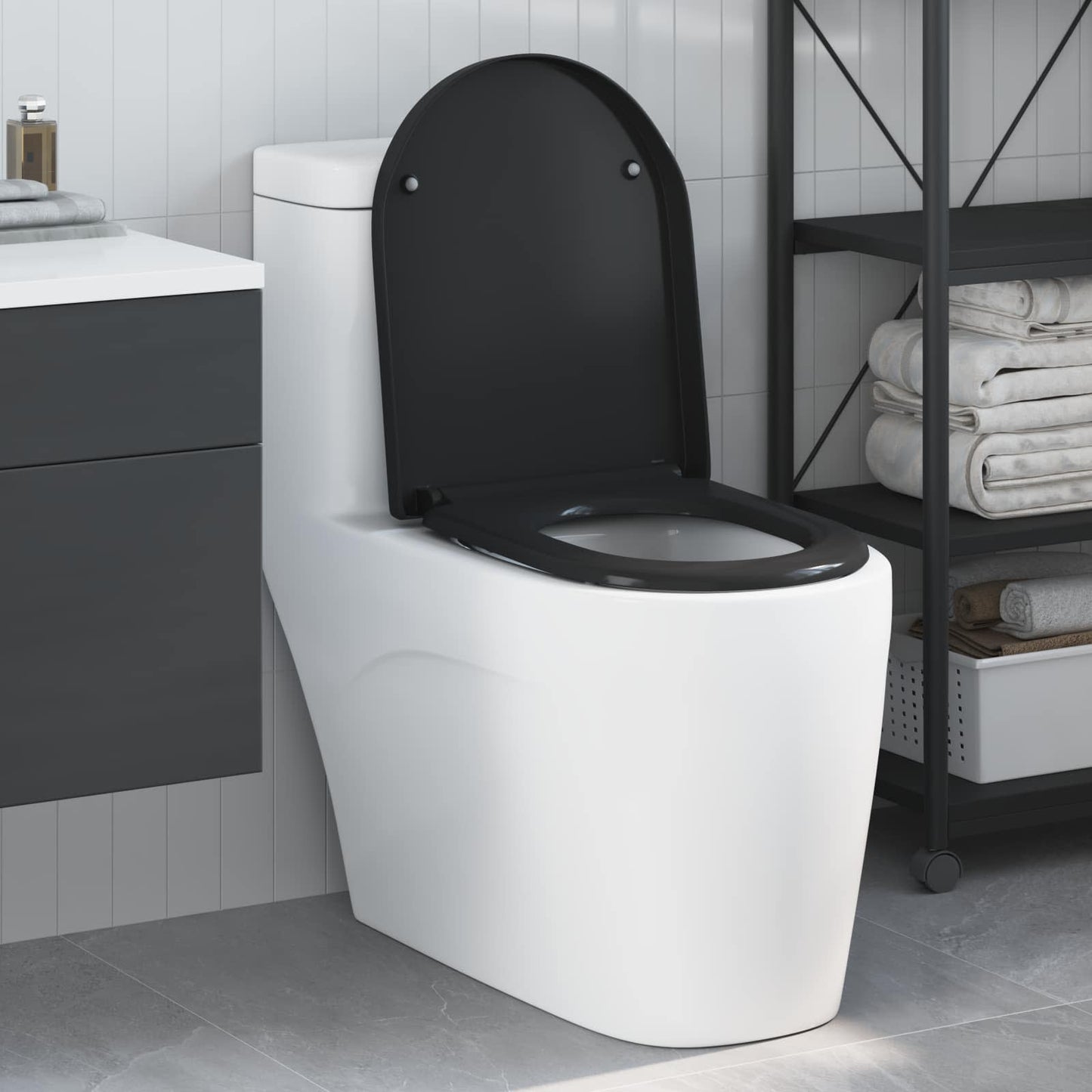 Toiletzitting Zwart 49 x 36 x 4 cm Duroplast is nu te koop bij PeponiXL, paradijselijk wonen!