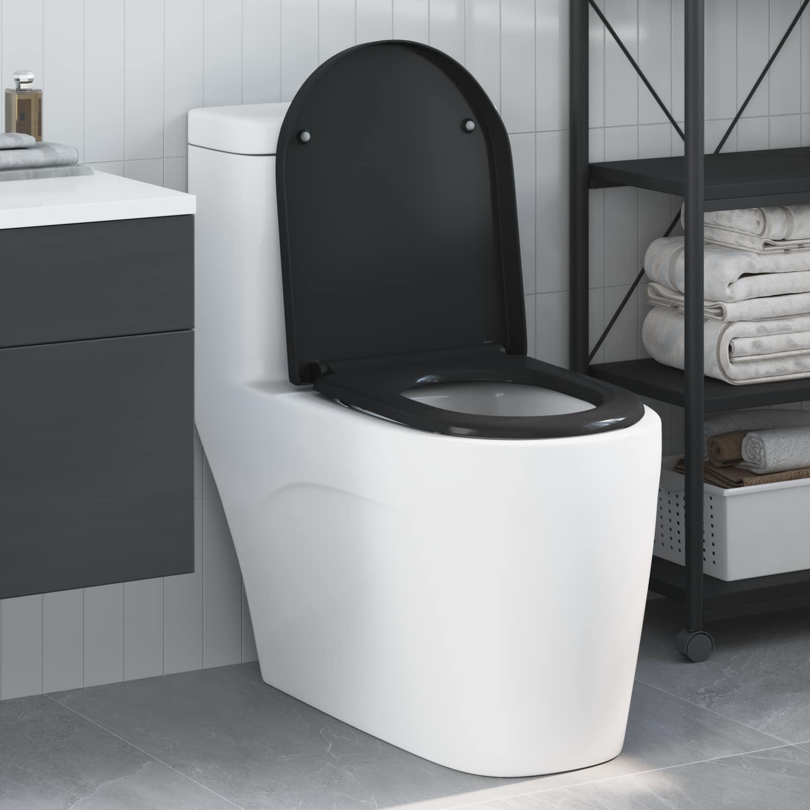 Toiletzitting Zwart 49 x 36 x 4 cm Duroplast is nu te koop bij PeponiXL, paradijselijk wonen!