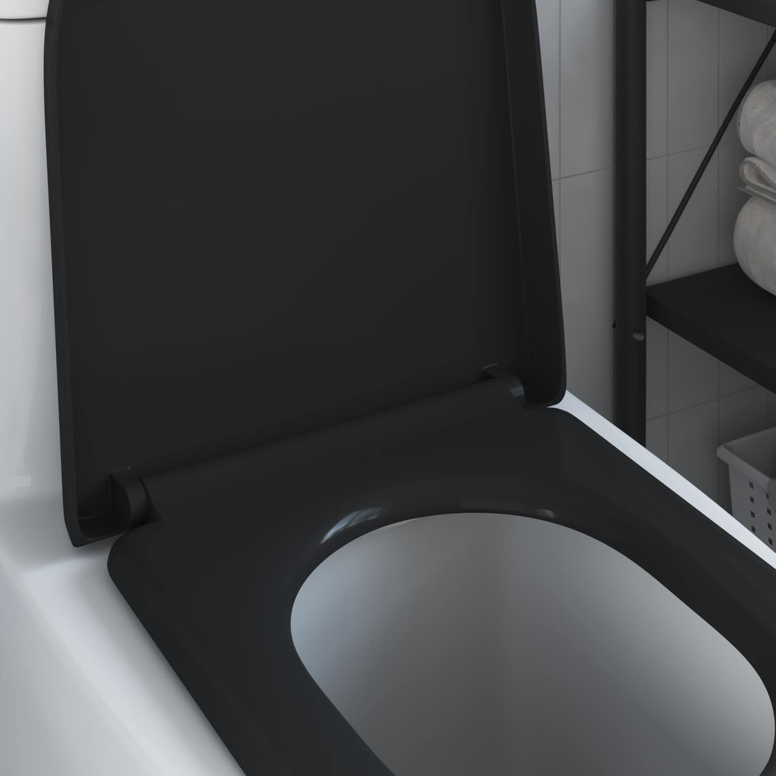 Toiletzitting Zwart 49 x 36 x 4 cm Duroplast is nu te koop bij PeponiXL, paradijselijk wonen!