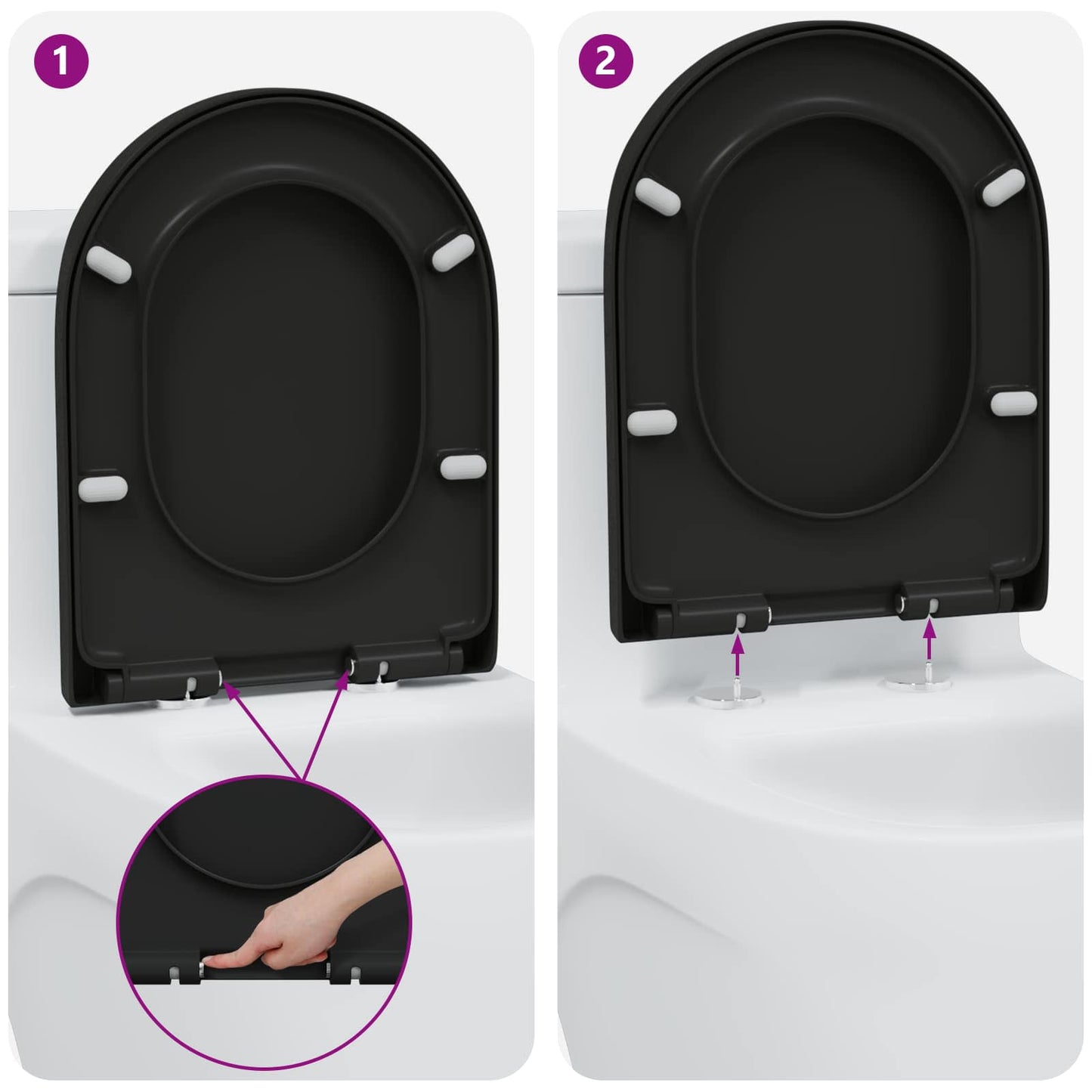 Toiletzitting Zwart 49 x 36 x 4 cm Duroplast is nu te koop bij PeponiXL, paradijselijk wonen!