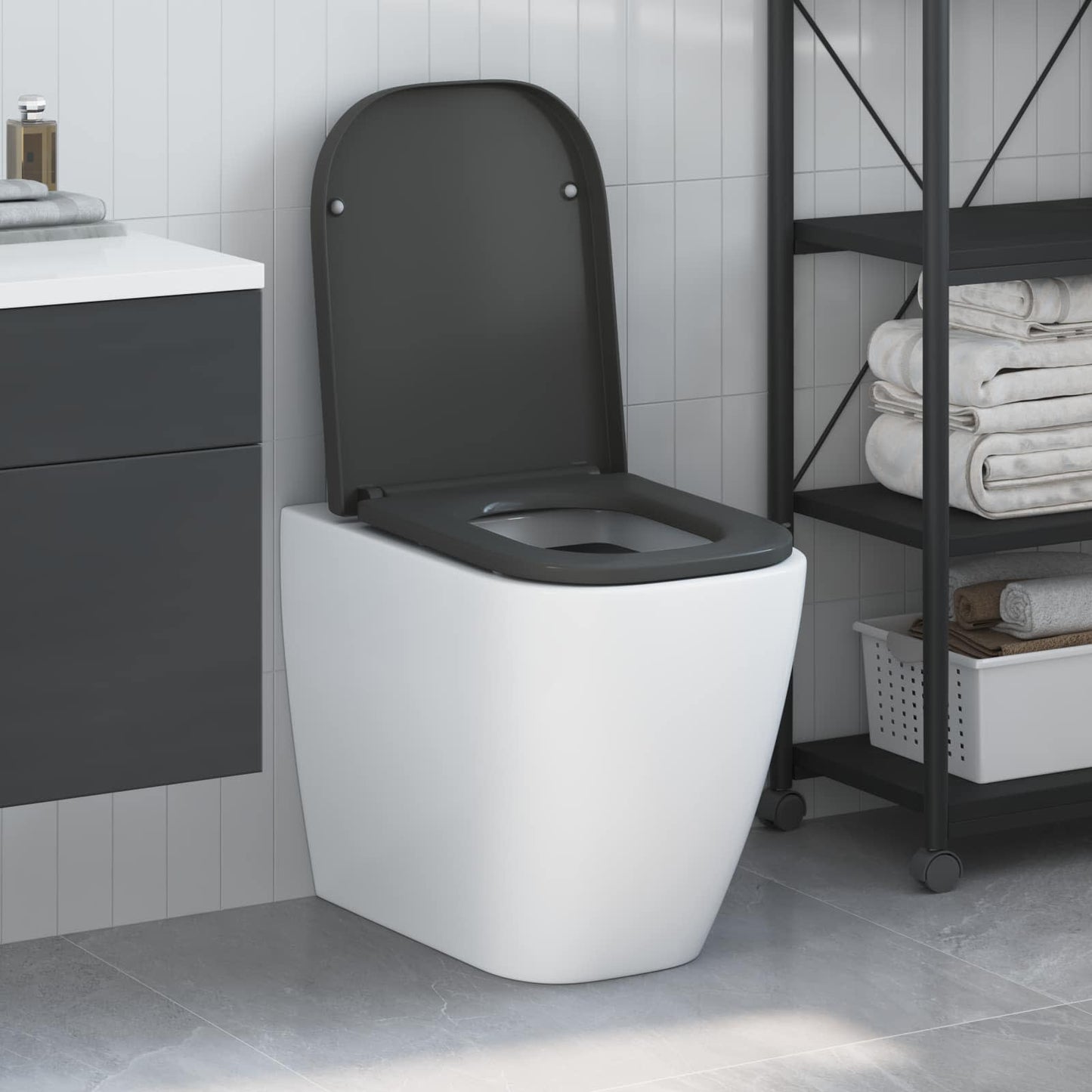 Toiletzitting Antraciet 47,5 x 35 x 3,6 cm Duroplast is nu te koop bij PeponiXL, paradijselijk wonen!