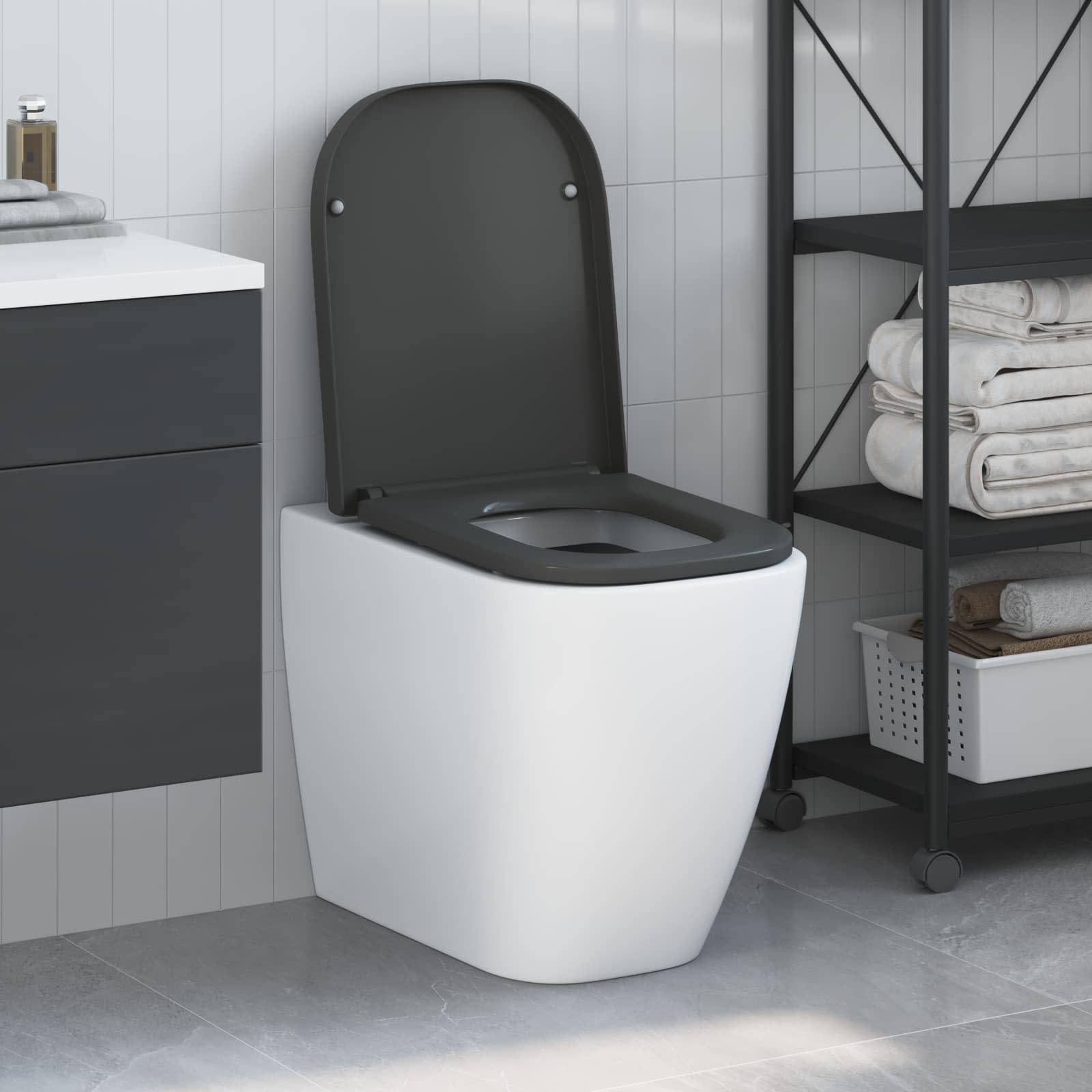 Toiletzitting Antraciet 47,5 x 35 x 3,6 cm Duroplast is nu te koop bij PeponiXL, paradijselijk wonen!