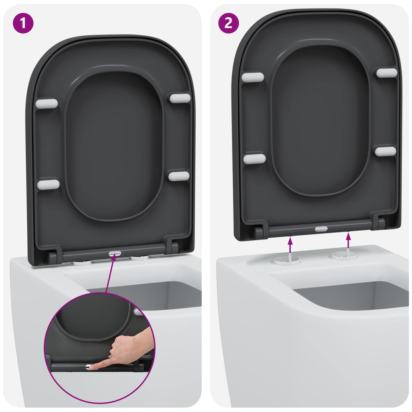 Toiletzitting Antraciet 47,5 x 35 x 3,6 cm Duroplast is nu te koop bij PeponiXL, paradijselijk wonen!