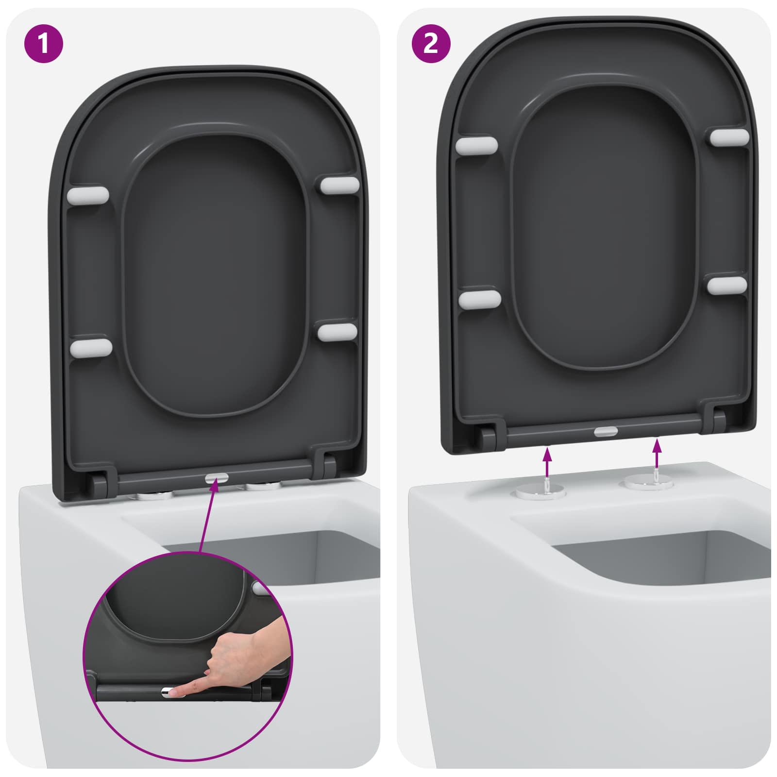 Toiletzitting Antraciet 47,5 x 35 x 3,6 cm Duroplast is nu te koop bij PeponiXL, paradijselijk wonen!