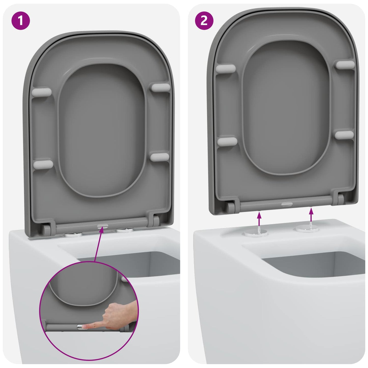 Toiletzitting Grijs 47,5 x 35 x 3,6 cm Duroplast is nu te koop bij PeponiXL, paradijselijk wonen!