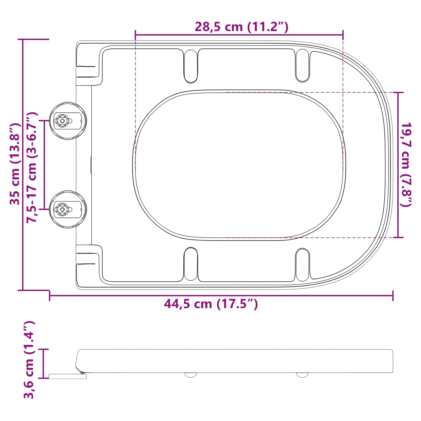 Toiletzitting Wit 47,5 x 35 x 3,6 cm Duroplast is nu te koop bij PeponiXL, paradijselijk wonen!