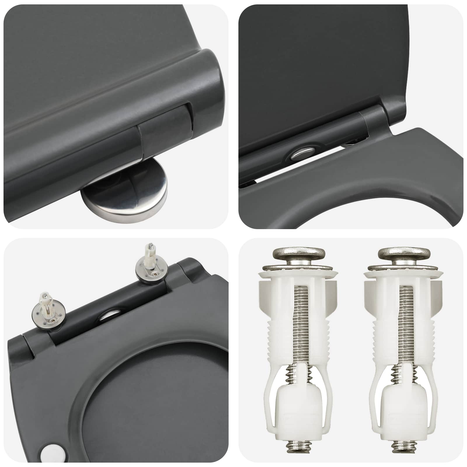 Toiletzitting Antraciet 47 x 37,5 x 3,8 cm Duroplast is nu te koop bij PeponiXL, paradijselijk wonen!