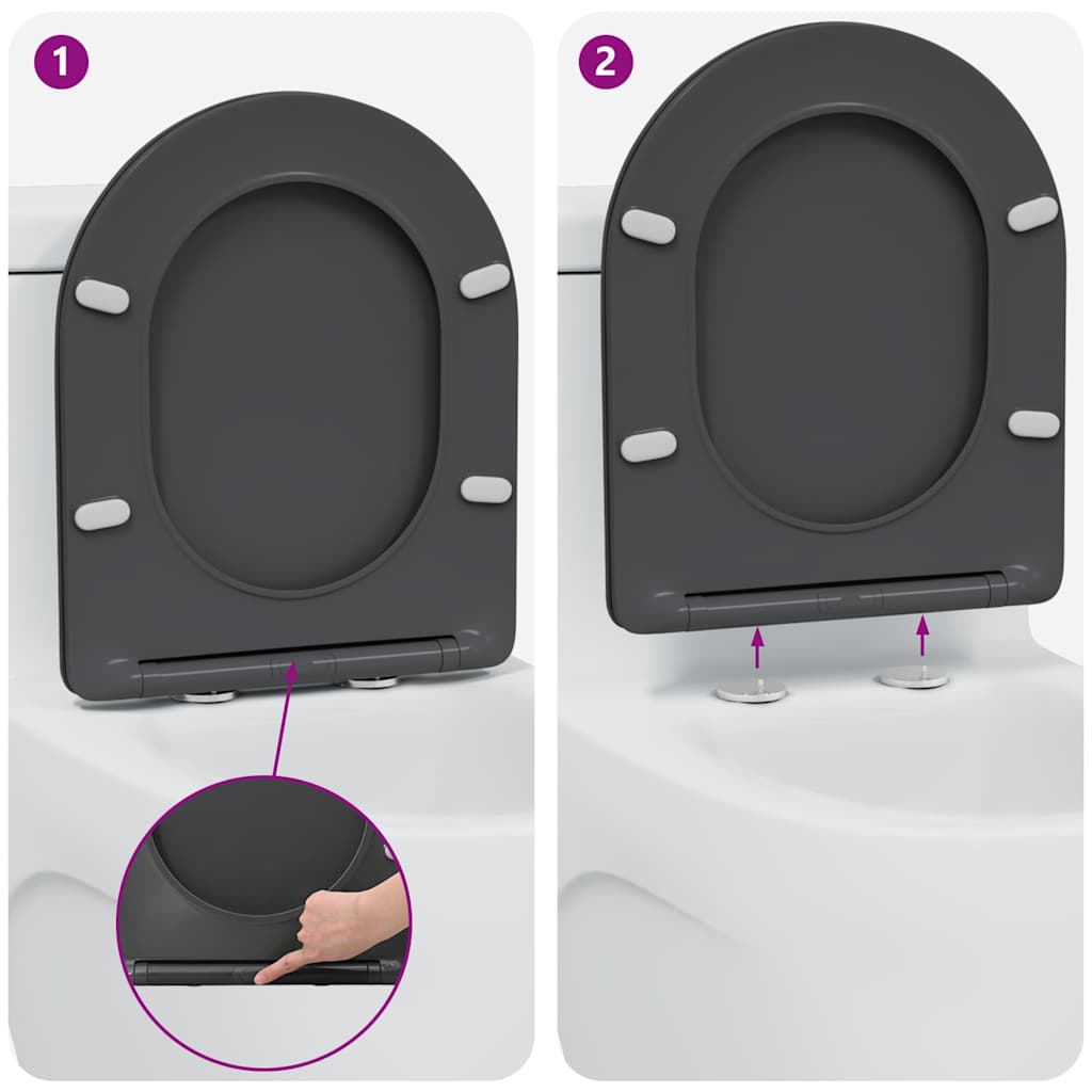 Toiletzitting Antraciet 47 x 36 x 3,4 cm Duroplast is nu te koop bij PeponiXL, paradijselijk wonen!