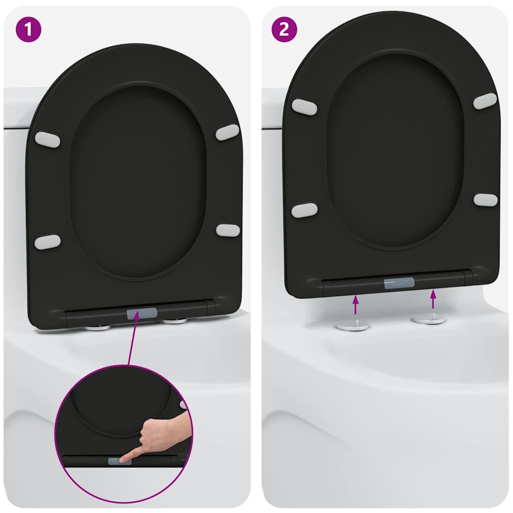 Toiletzitting Zwart 47 x 36 x 3,4 cm Duroplast is nu te koop bij PeponiXL, paradijselijk wonen!