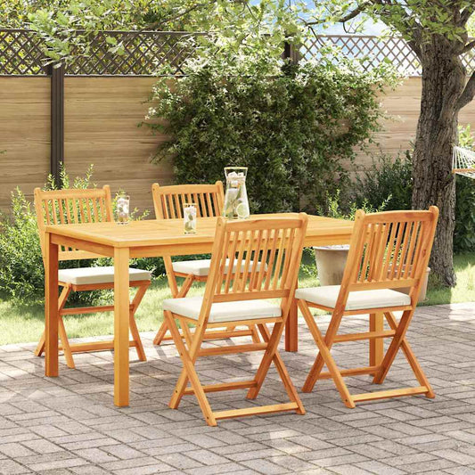 Opvouwbare stoel 4 pcs Wit 49 x 57,5 x 92cm Massief acaciahout is nu te koop bij PeponiXL, paradijselijk wonen!