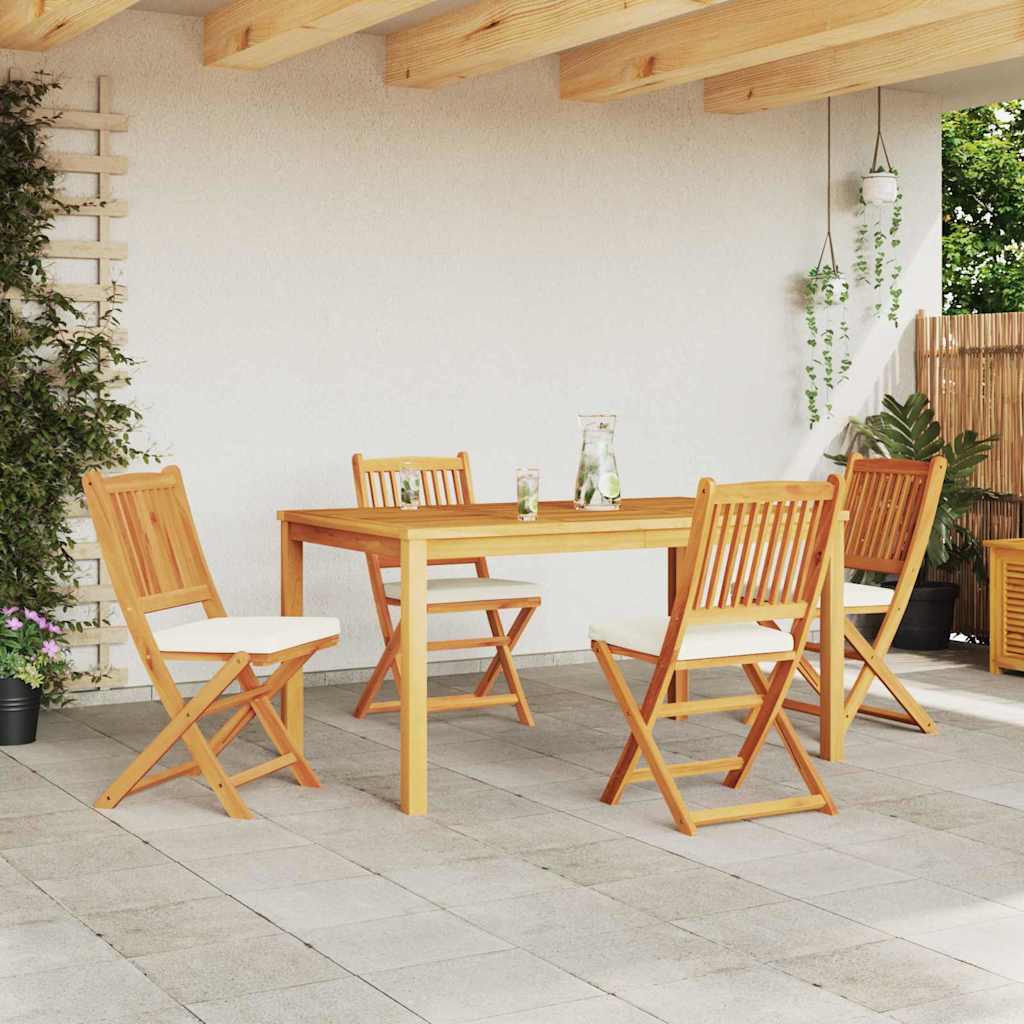 Opvouwbare stoel 4 pcs Wit 49 x 57,5 x 92cm Massief acaciahout is nu te koop bij PeponiXL, paradijselijk wonen!