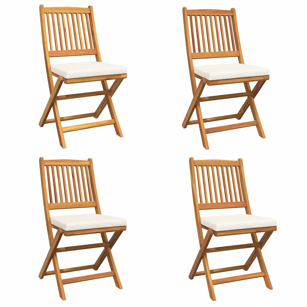 Opvouwbare stoel 4 pcs Wit 49 x 57,5 x 92cm Massief acaciahout is nu te koop bij PeponiXL, paradijselijk wonen!