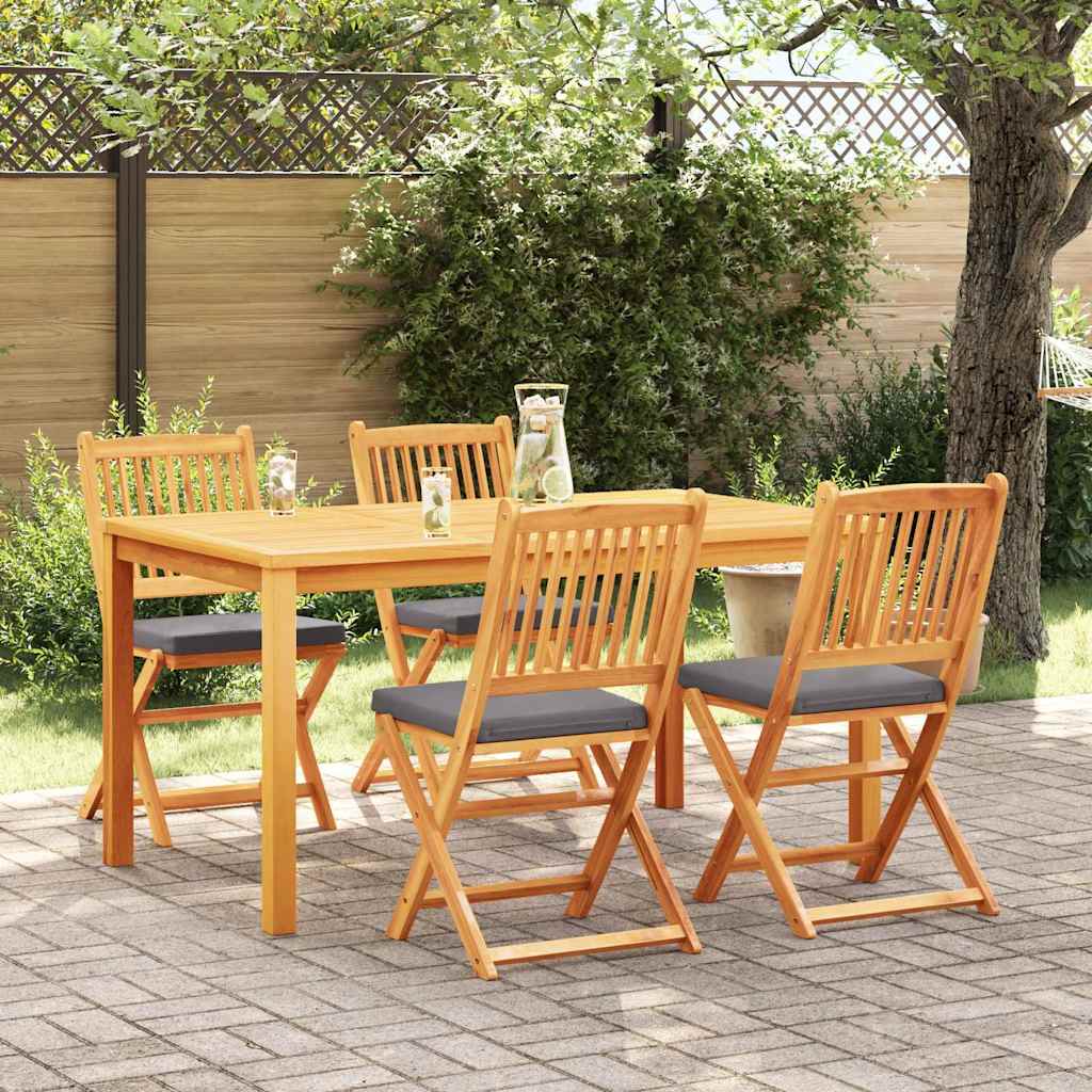 Opvouwbare stoel met kussen 4 pcs Grijs 49 x 57,5 x 92cm is nu te koop bij PeponiXL, paradijselijk wonen!