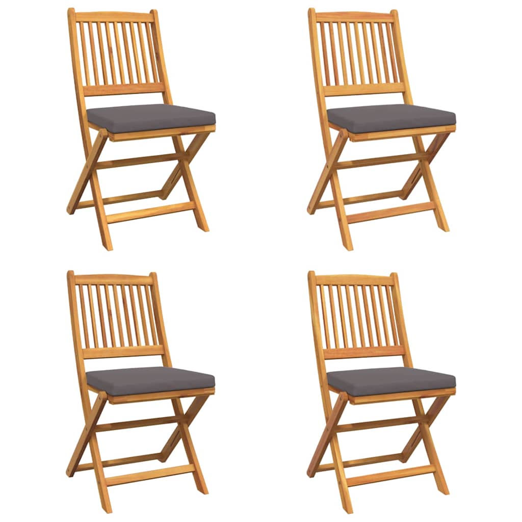 Opvouwbare stoel met kussen 4 pcs Grijs 49 x 57,5 x 92cm is nu te koop bij PeponiXL, paradijselijk wonen!