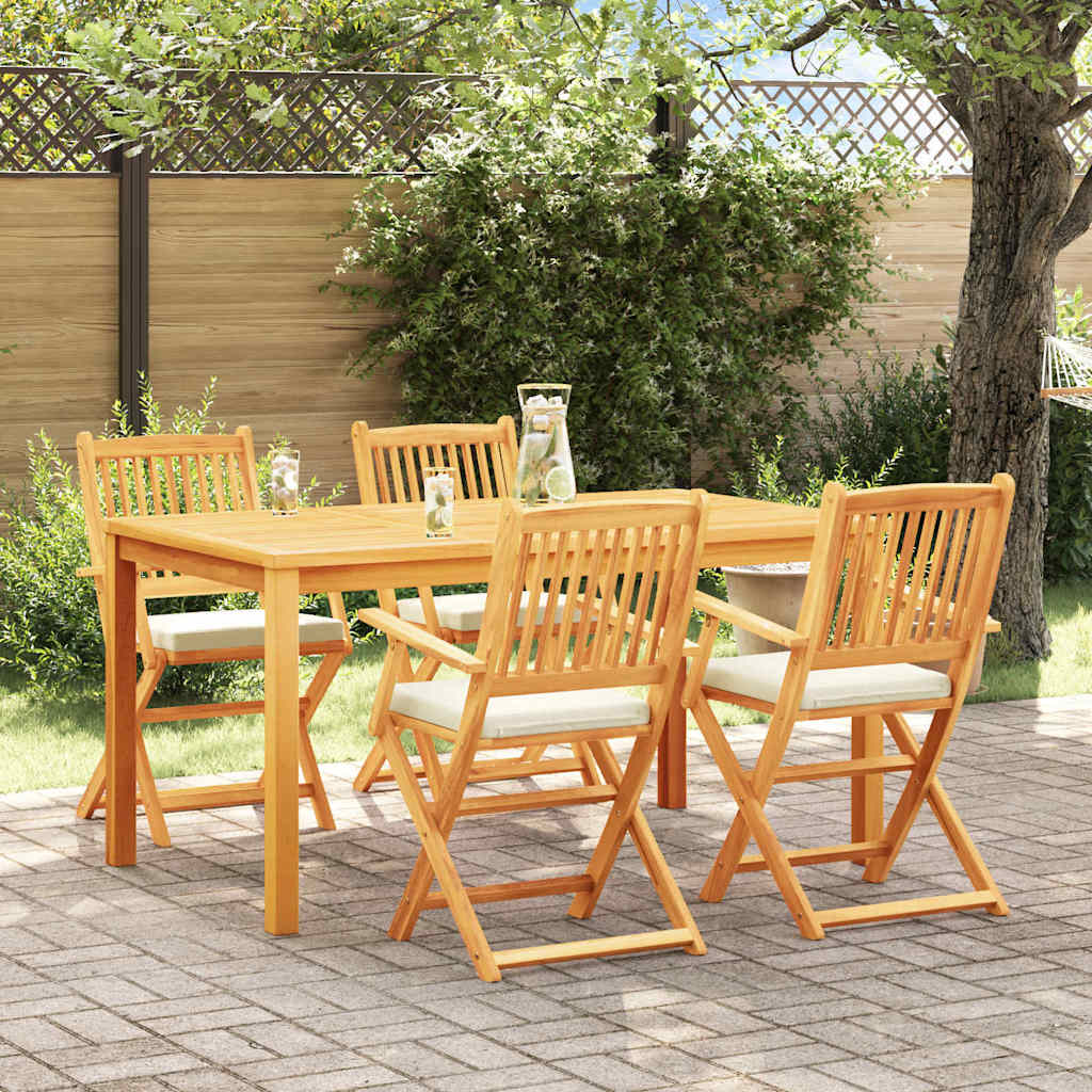 Opvouwbare stoel 4 pcs Wit 49 x 57,5 x 92cm Massief acaciahout is nu te koop bij PeponiXL, paradijselijk wonen!
