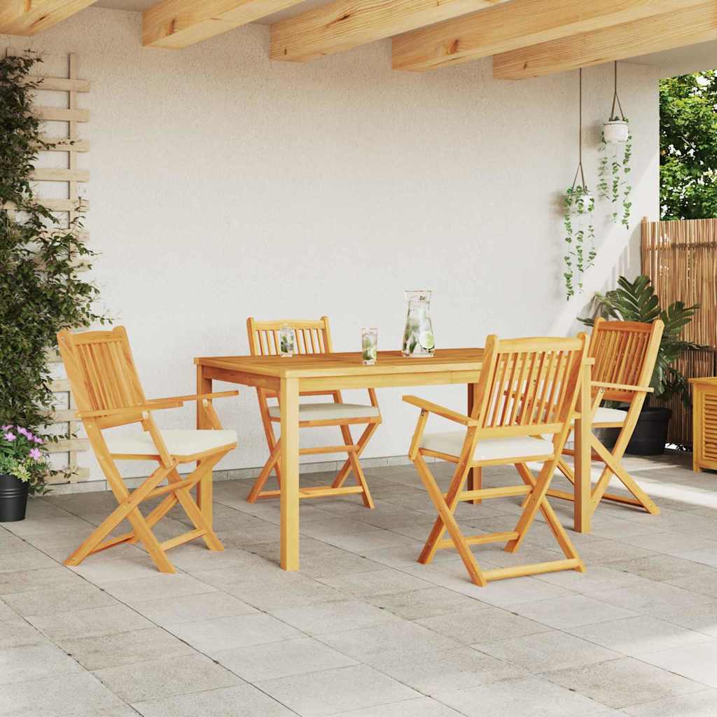 Opvouwbare stoel 4 pcs Wit 49 x 57,5 x 92cm Massief acaciahout is nu te koop bij PeponiXL, paradijselijk wonen!